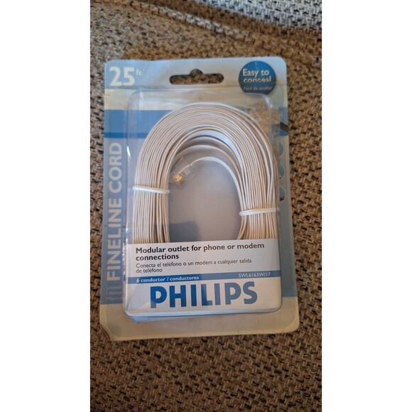 Philips SWL6160W/17 25-feet Phone Line‎ Cord, White - Picture 1 of 3